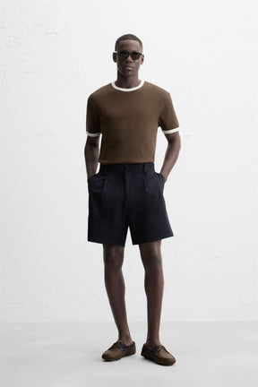 BASIC CONTRAST RIB T-SHIRT - Image 1