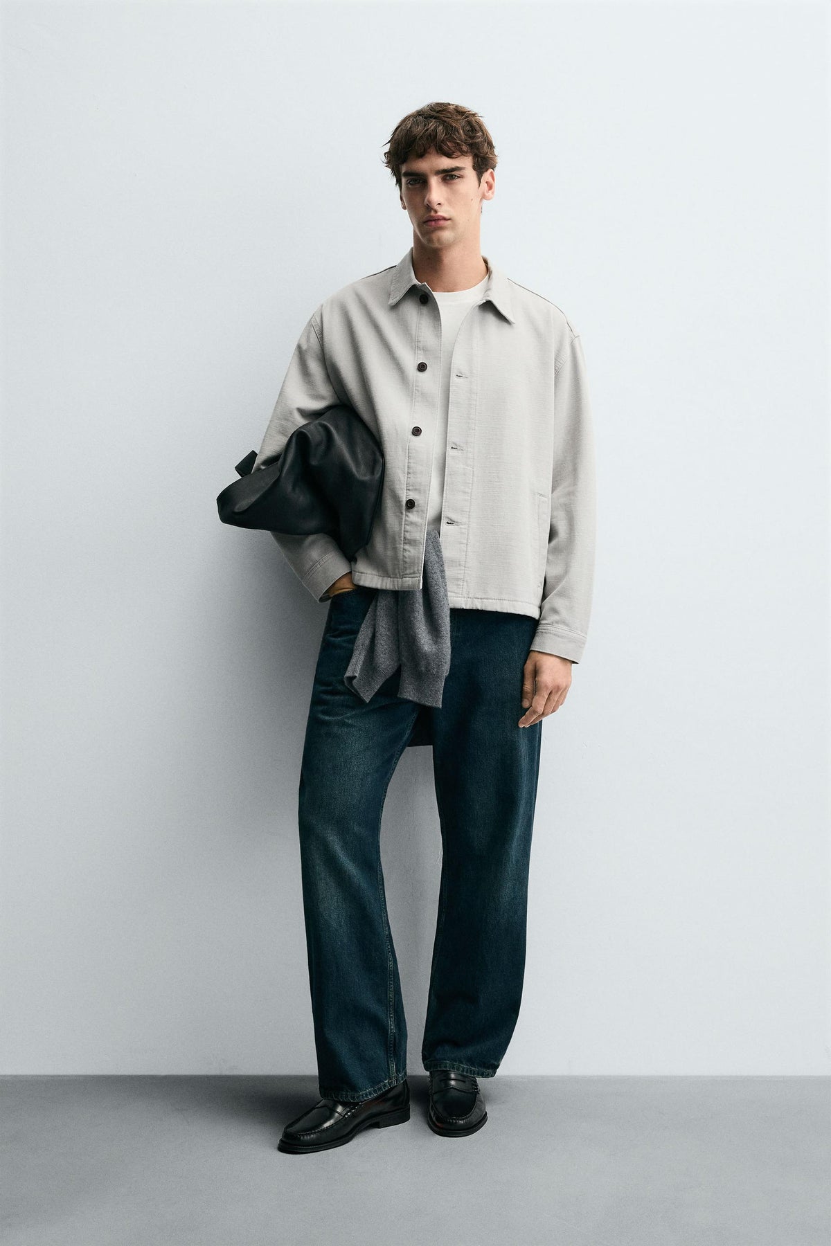 HERRINGBONE BOXY FIT OVERSHIRT - Image 1