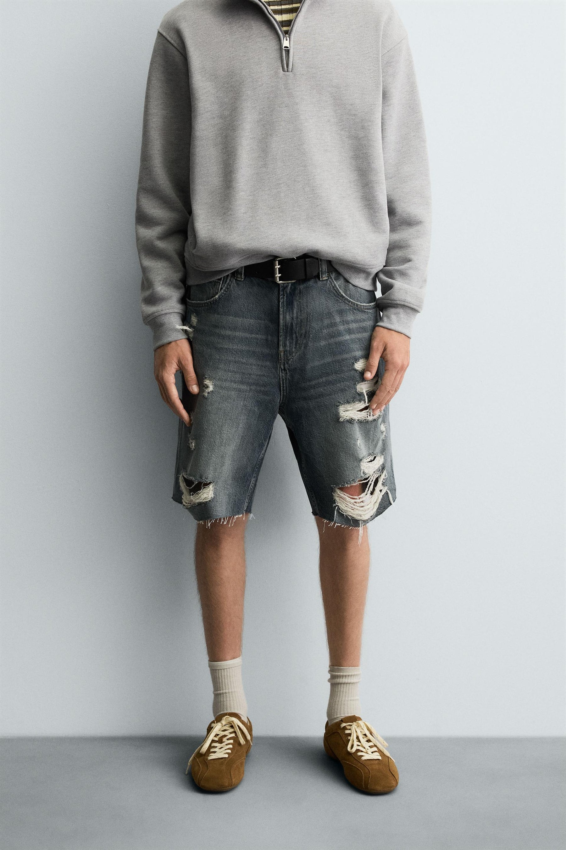 RIPPED DENIM BERMUDA SHORTS - Image 2