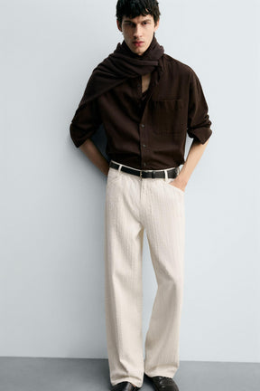 TEXTURED STRIPED JEANS - Image 5