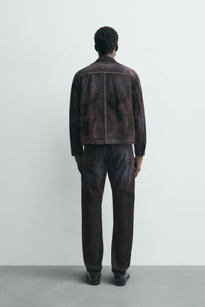 RELAXED FIT FLOCKED VELVET JEANS - Image 3