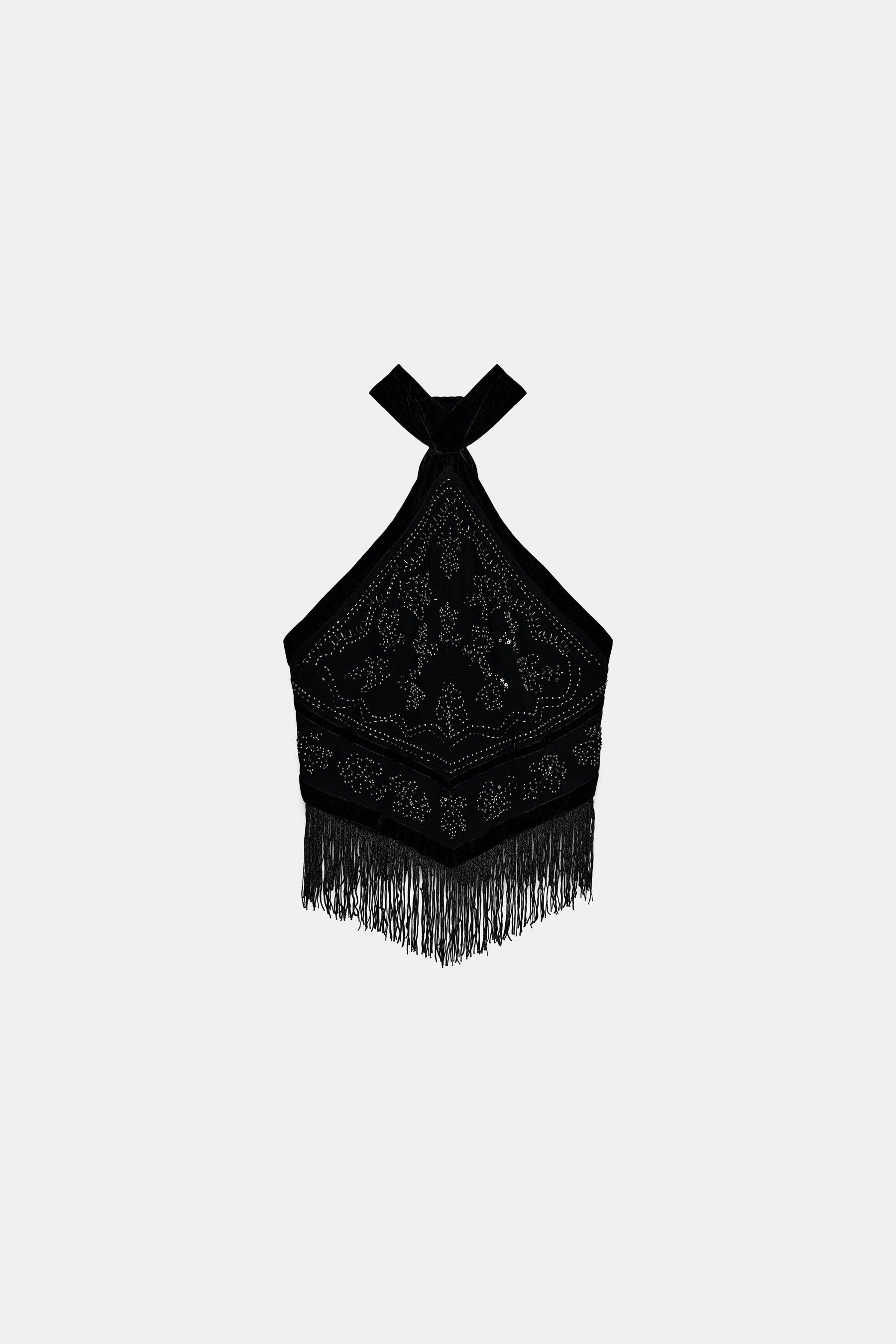 Perlenbesetztes Georgette-Neckholder-Top