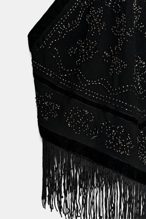 Perlenbesetztes Georgette-Neckholder-Top