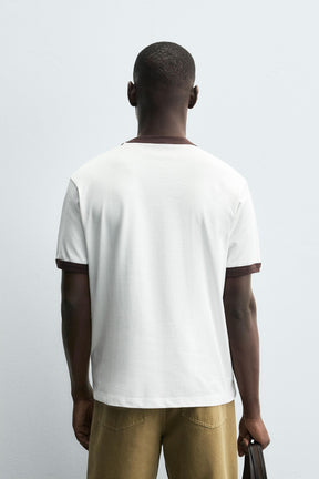 RIB KNIT CONTRAST SLOGAN T-SHIRT - Image 3