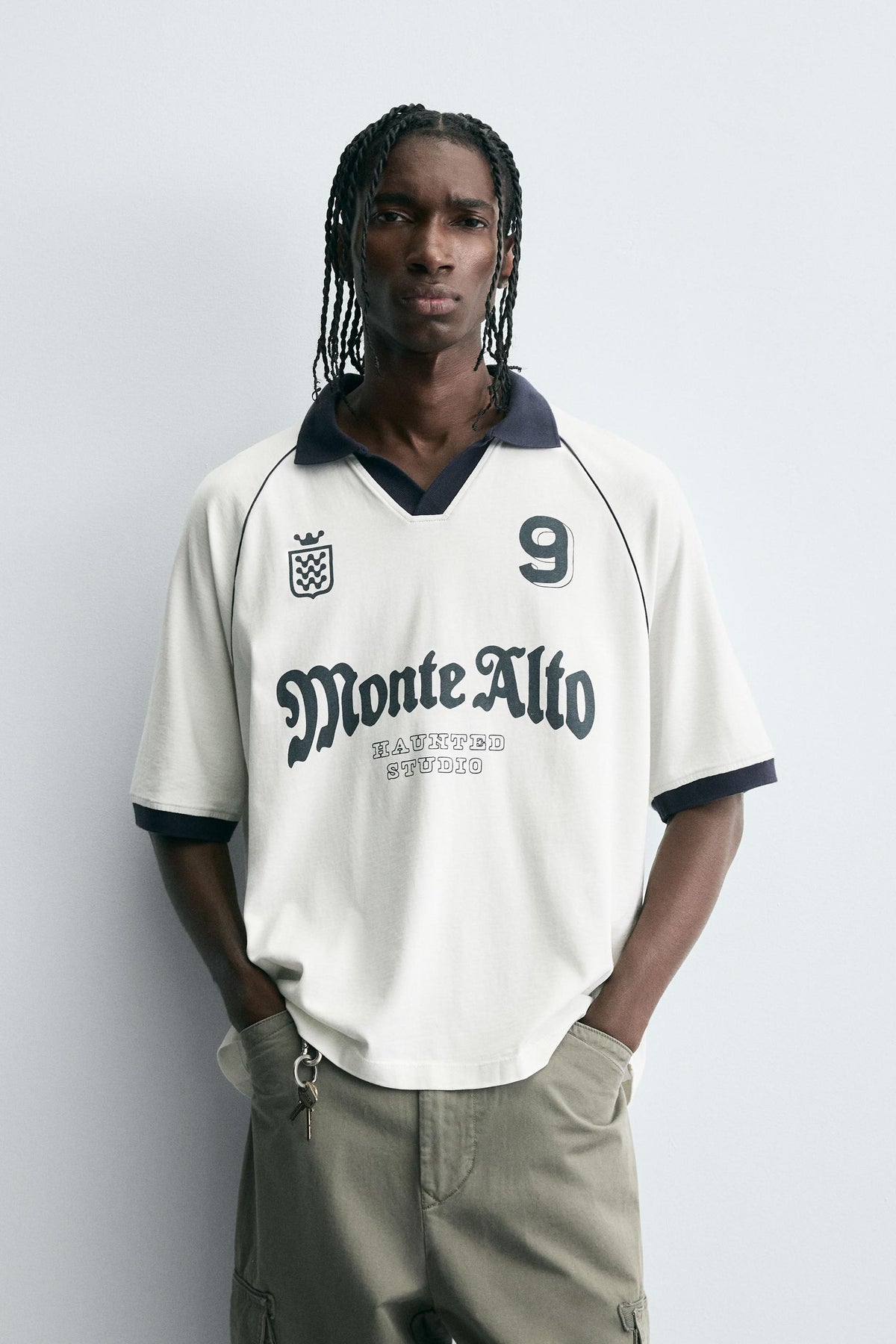 RETRO FOOTBALL PRINT POLO SHIRT - Image 2