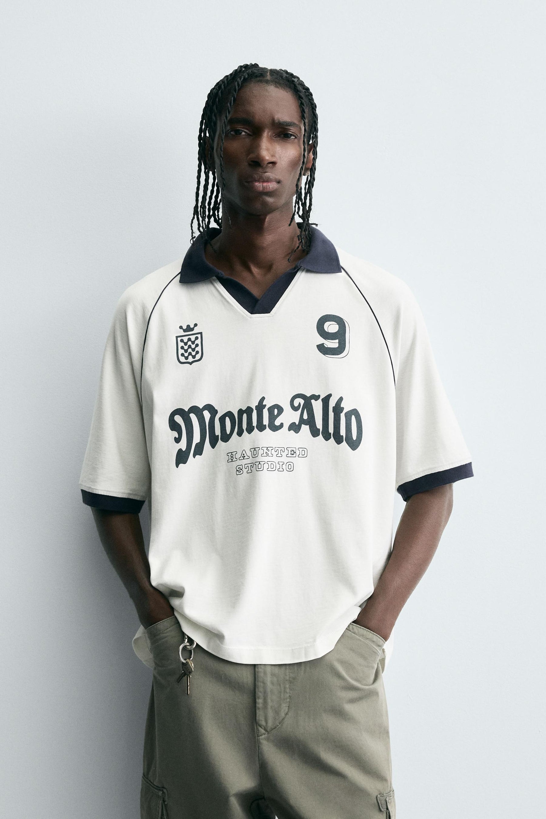 RETRO FOOTBALL PRINT POLO SHIRT - Image 2