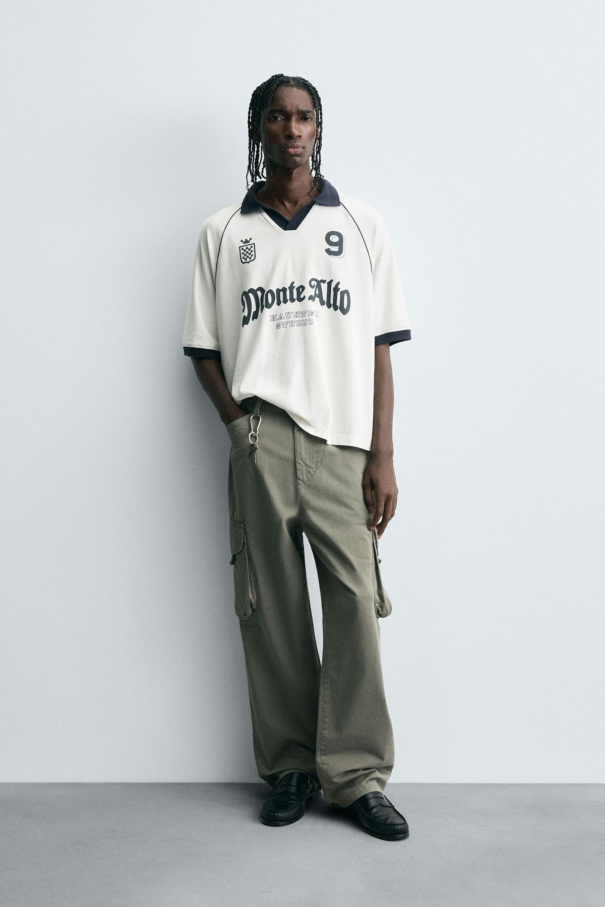 RETRO FOOTBALL PRINT POLO SHIRT - Image 1