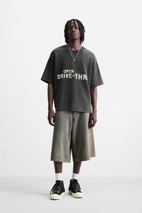 WASHED PRINTED GRAPHIC SWEATSHIRT - Image 1