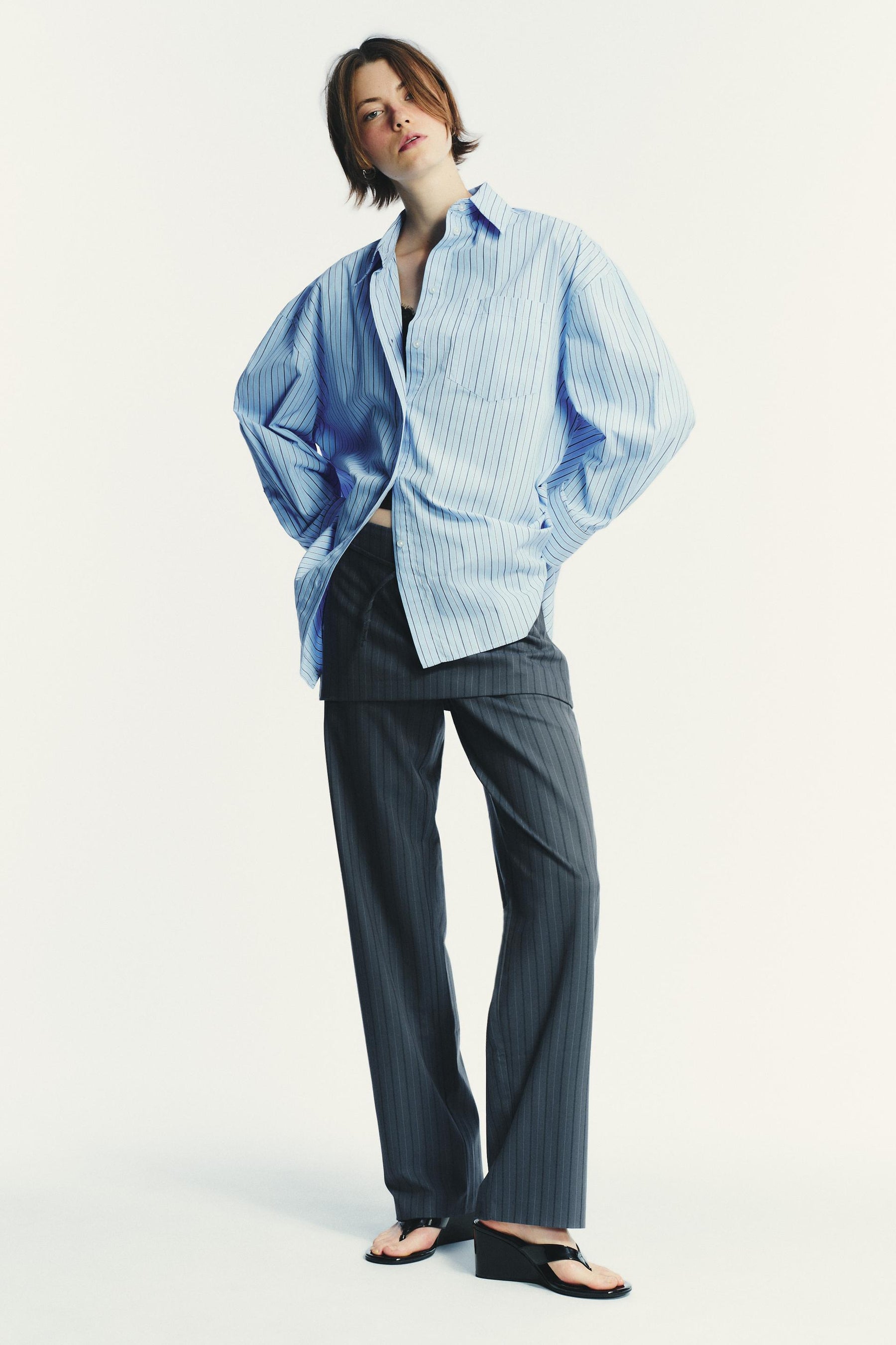 ÜBERGRÖSSTES GESTREIFTES POPELINE-HEMD