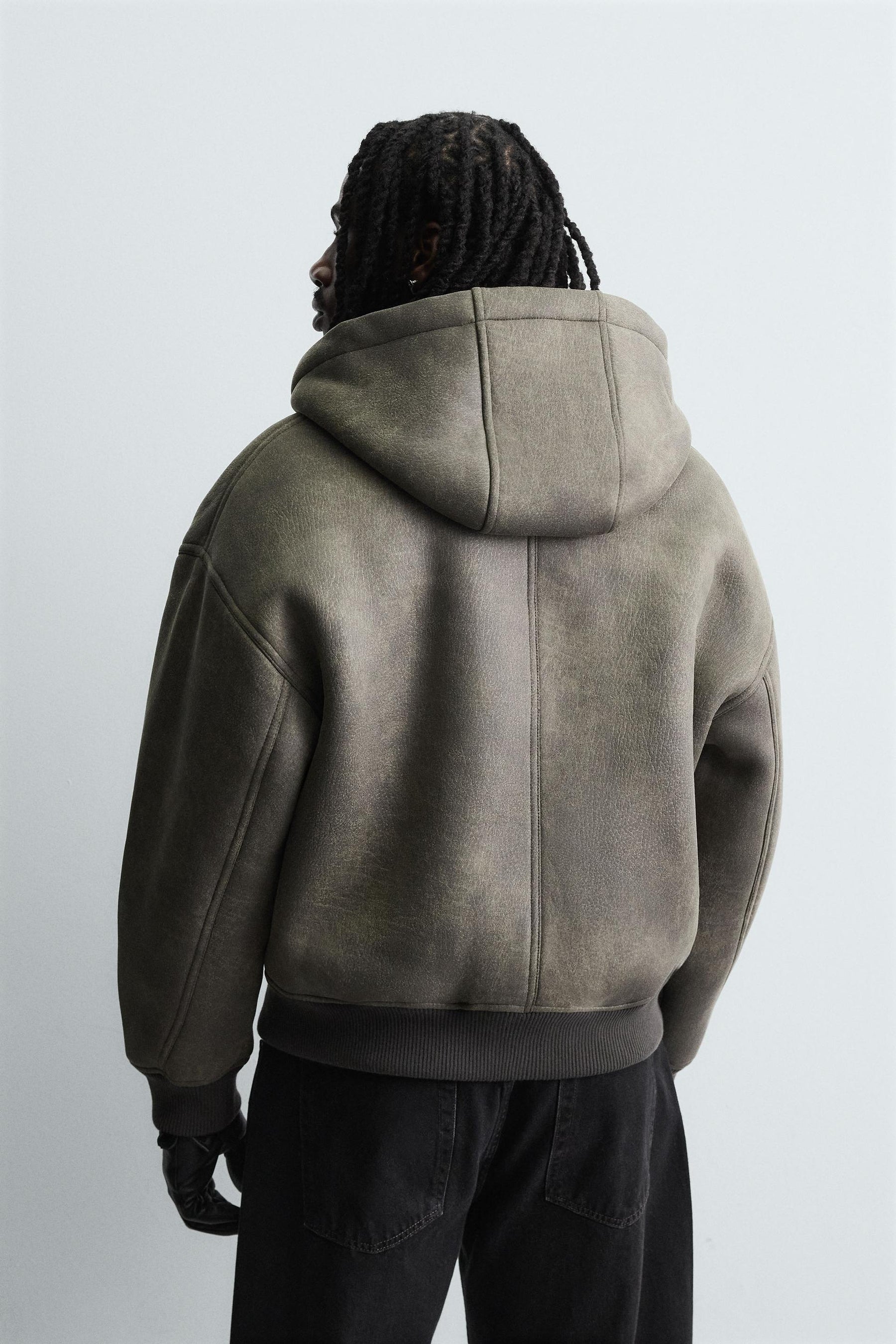 DOUBLE-FACED FAUX LEATHER WASHED JACKET - Image 3