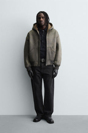 DOUBLE-FACED FAUX LEATHER WASHED JACKET - Image 1