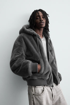 REVERSIBLE FAUX LEATHER BOMBER JACKET - Image 5