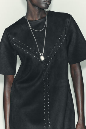 STUDDED FAUX SUEDE DRESS - Image 4