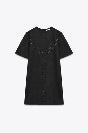 STUDDED FAUX SUEDE DRESS - Image 6