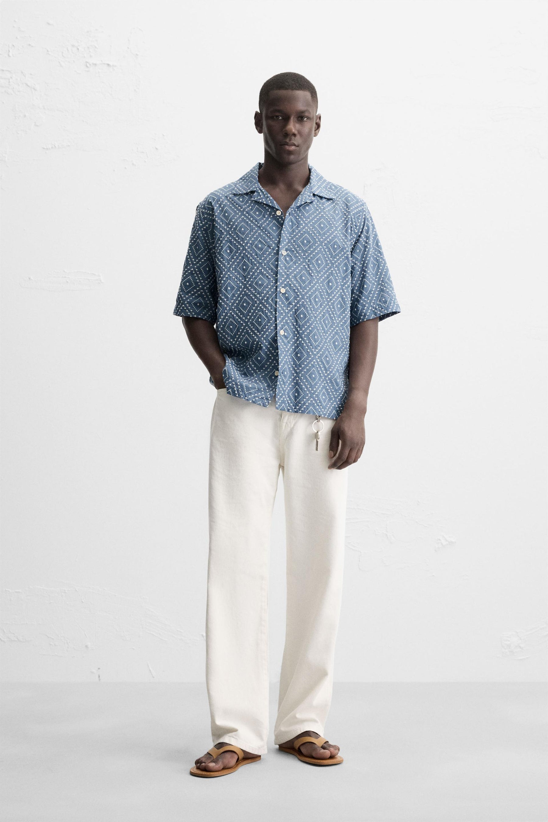 CONTRAST EMBROIDERY SHIRT - Image 1