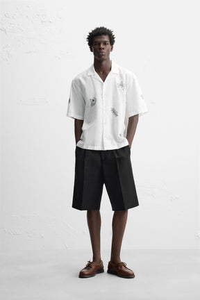 EMBROIDERED COTTON/LINEN SHIRT - Image 1