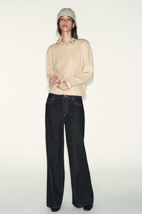 CABLE-KNIT JUMPER WITH JEWEL NECKLINE - Image 1