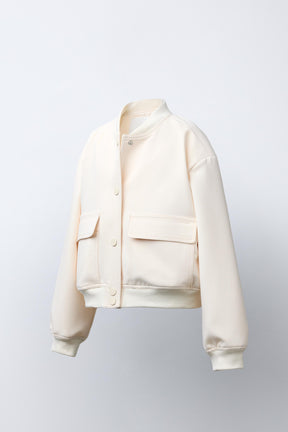 CROPPED BOMBER JACKET WITH SHOULDER PADS - Image 1