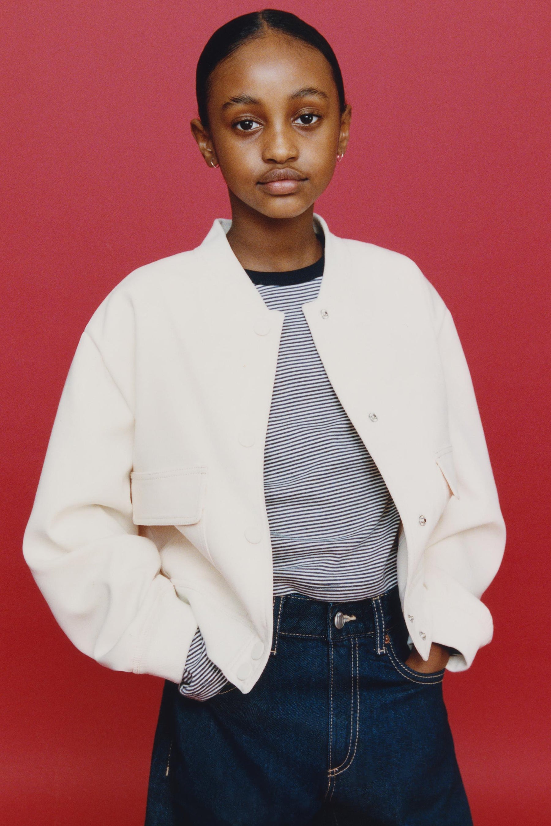 CROPPED BOMBER JACKET WITH SHOULDER PADS - Image 6