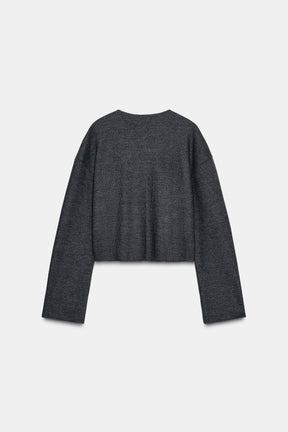 Gerippte Strickjacke mit Blumenmuster