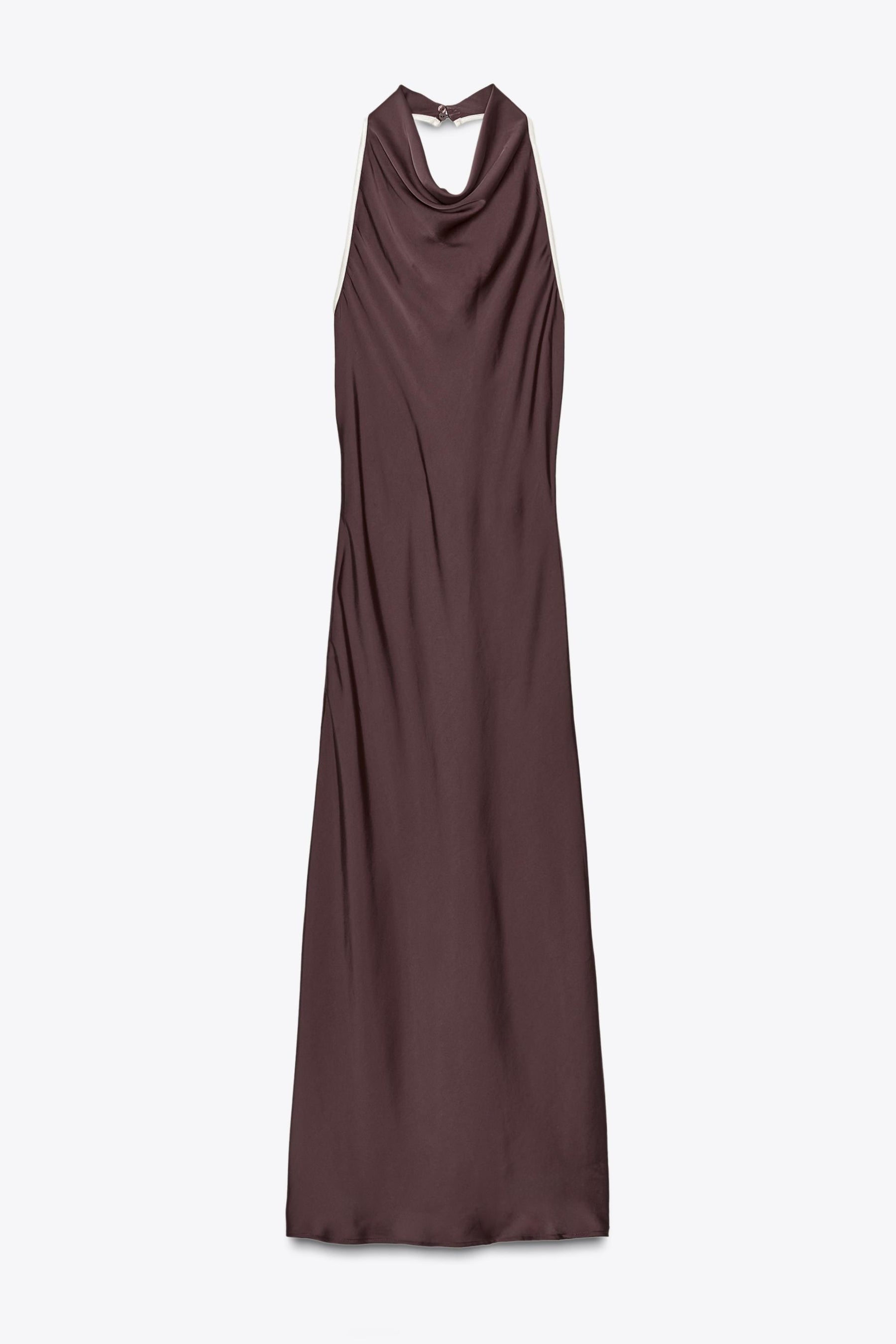 CONTRAST TRIM SATIN MIDI DRESS - Image 4