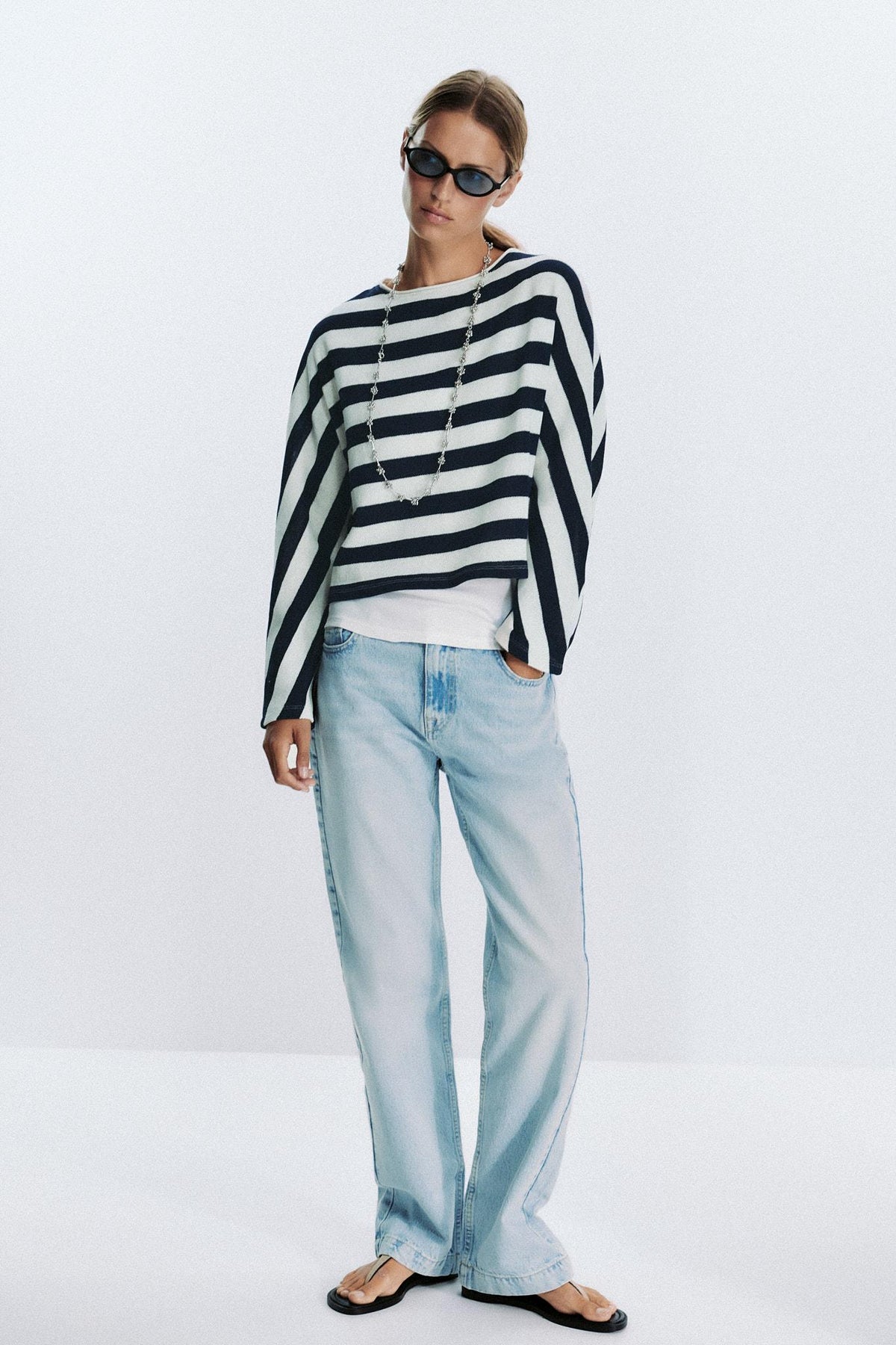 STRIPED BATWING SLEEVE JUMPER - Image 1