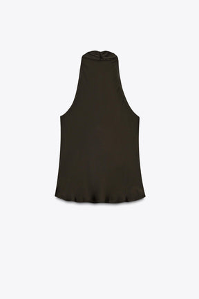 Oberteil aus Satin mit Fransen