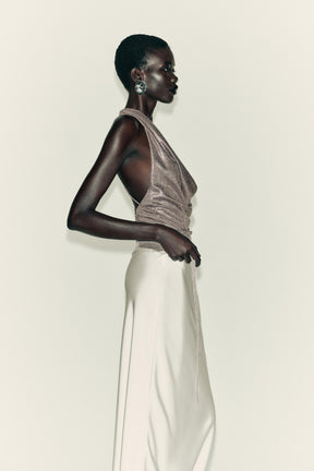 Drapiertes Neckholderhemd