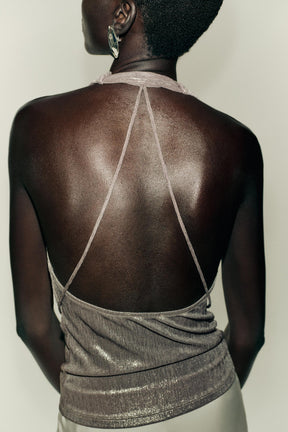 Drapiertes Neckholderhemd