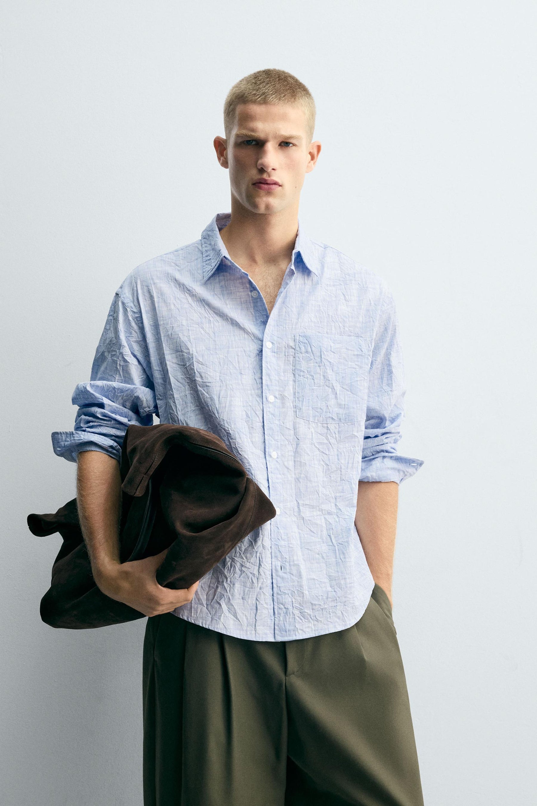 STRIPED CREASED-EFFECT SHIRT - Image 2