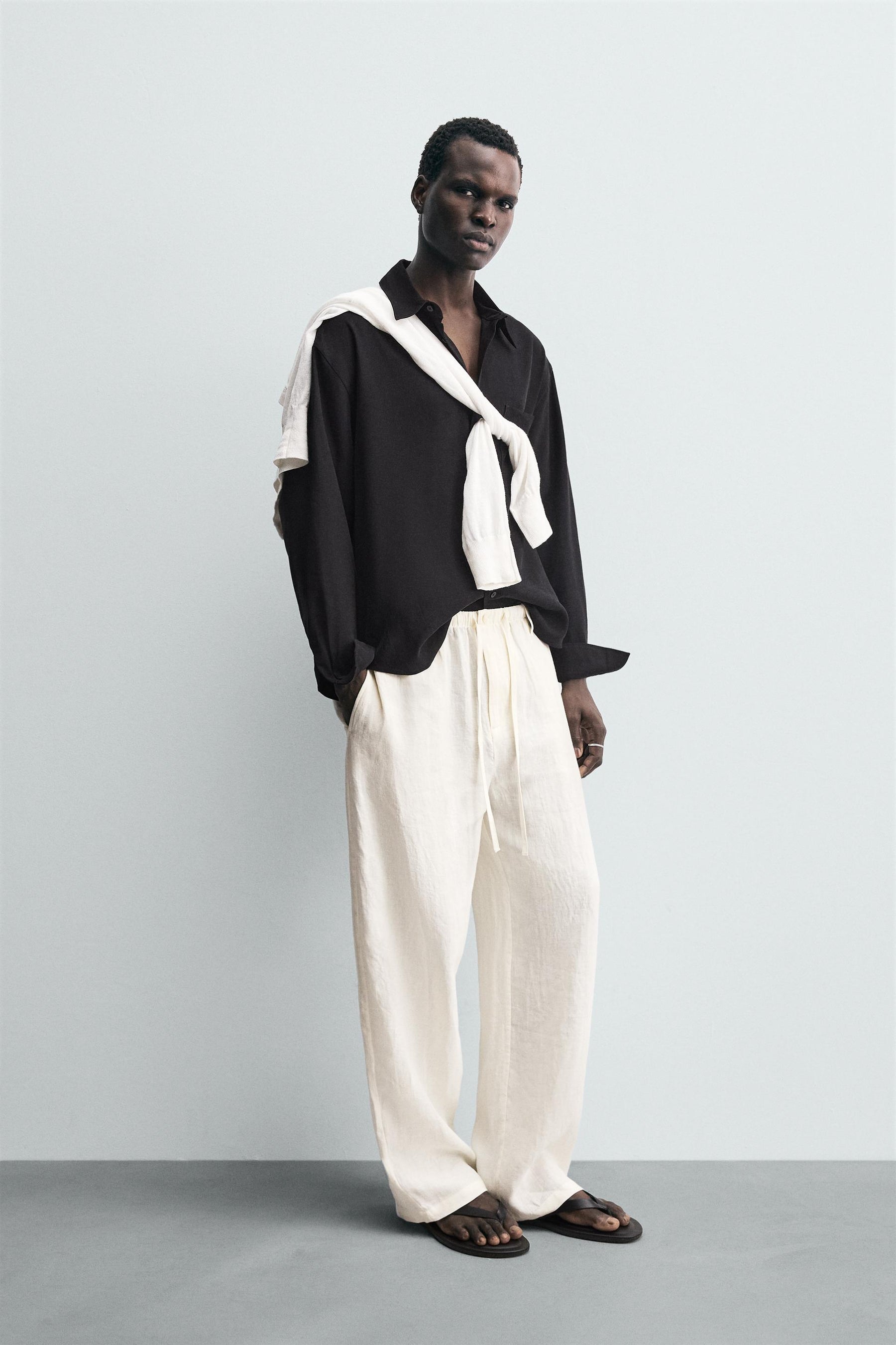 LINEN RELAXED FIT TROUSERS - Image 4