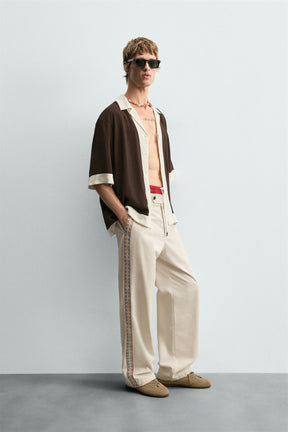 VISCOSE/LINEN COLOUR BLOCK SHIRT - Image 4