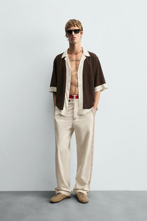 VISCOSE/LINEN COLOUR BLOCK SHIRT - Image 1
