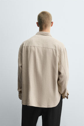 LINEN/VISCOSE TIE SHIRT - Image 3