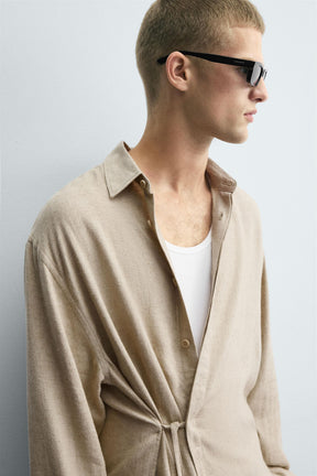 LINEN/VISCOSE TIE SHIRT - Image 6