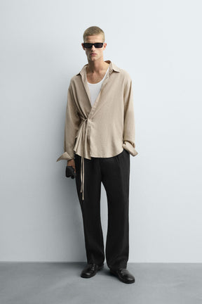 LINEN/VISCOSE TIE SHIRT - Image 1