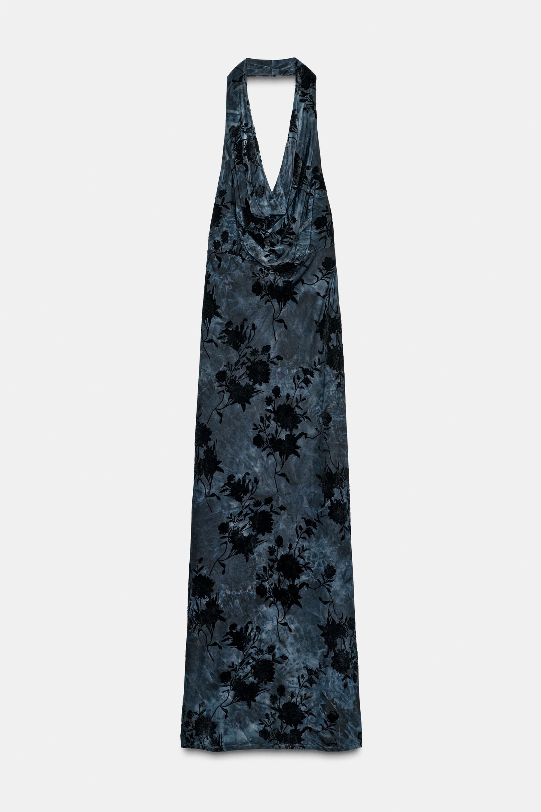 FLOCKED HALTER DRESS - Image 6