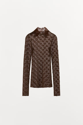 Spitzenhemd mit hohem Kragen