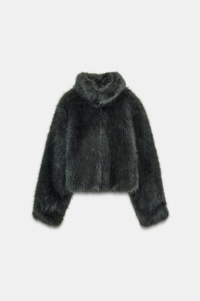SHORT FAUX FUR COAT WITH TOGGLES - Image 6