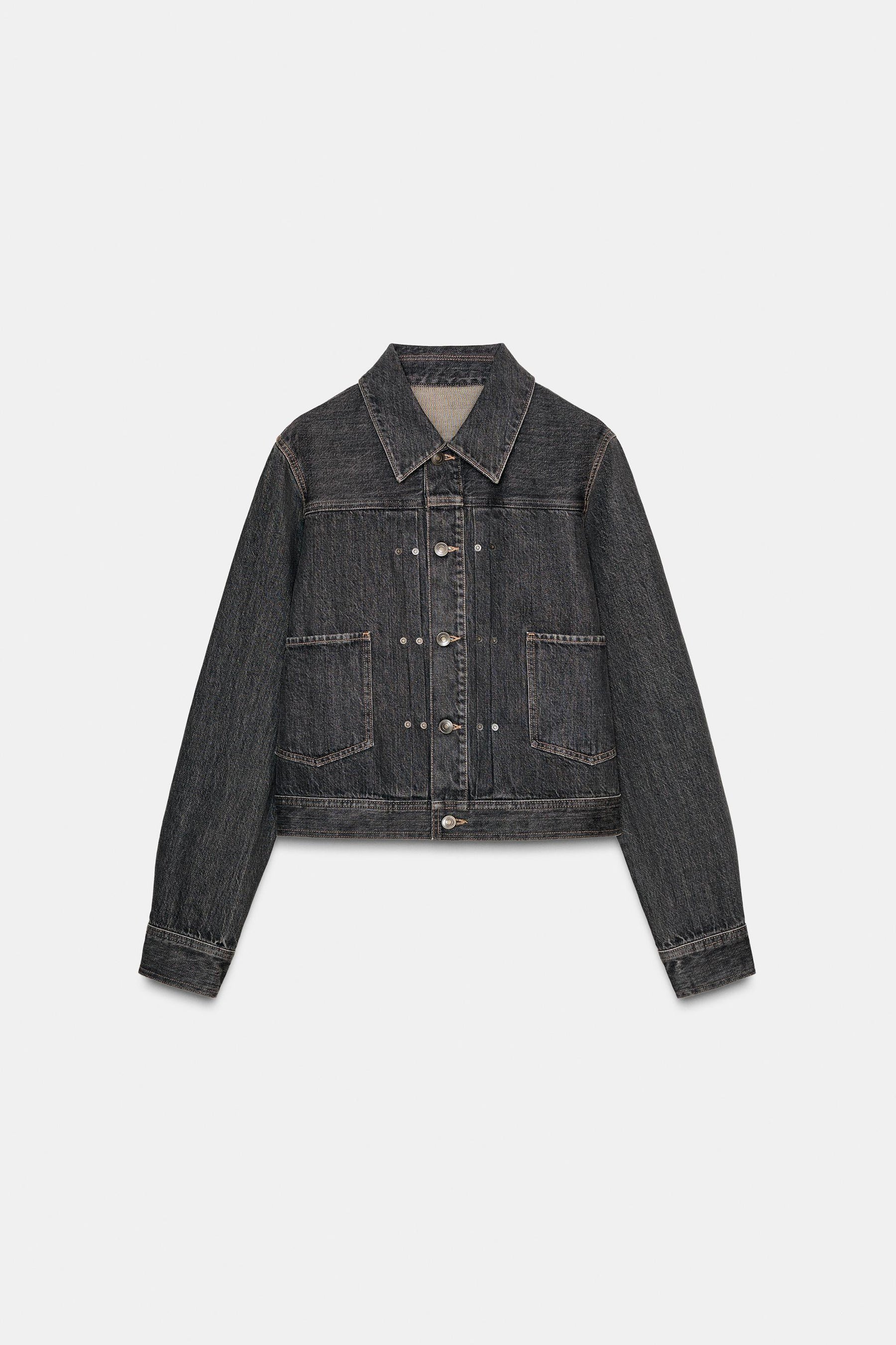 TRF DENIM JACKET WITH PLEATS AND SEAMS - Image 4