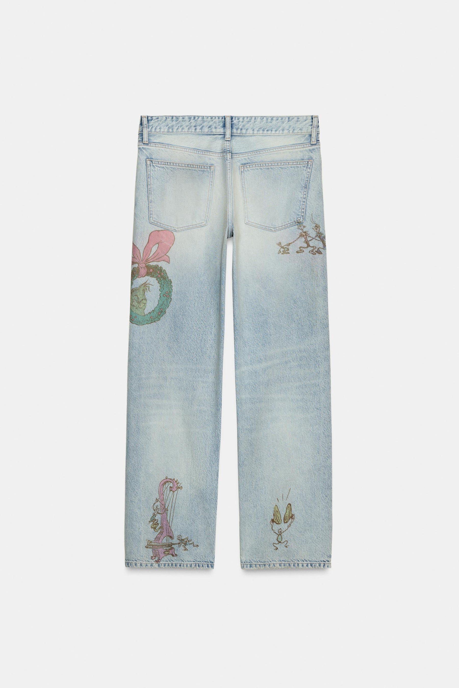 Grinch-Print Low-Rise Jeans