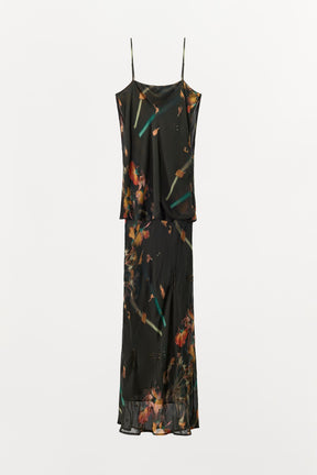 BEADED PRINTED CAPE DRESS - Image 6