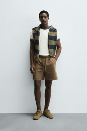 LYOCELL-COTTON RELAXED FIT BERMUDA SHORTS - Image 1