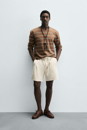 LYOCELL-COTTON RELAXED FIT BERMUDA SHORTS - Image 1