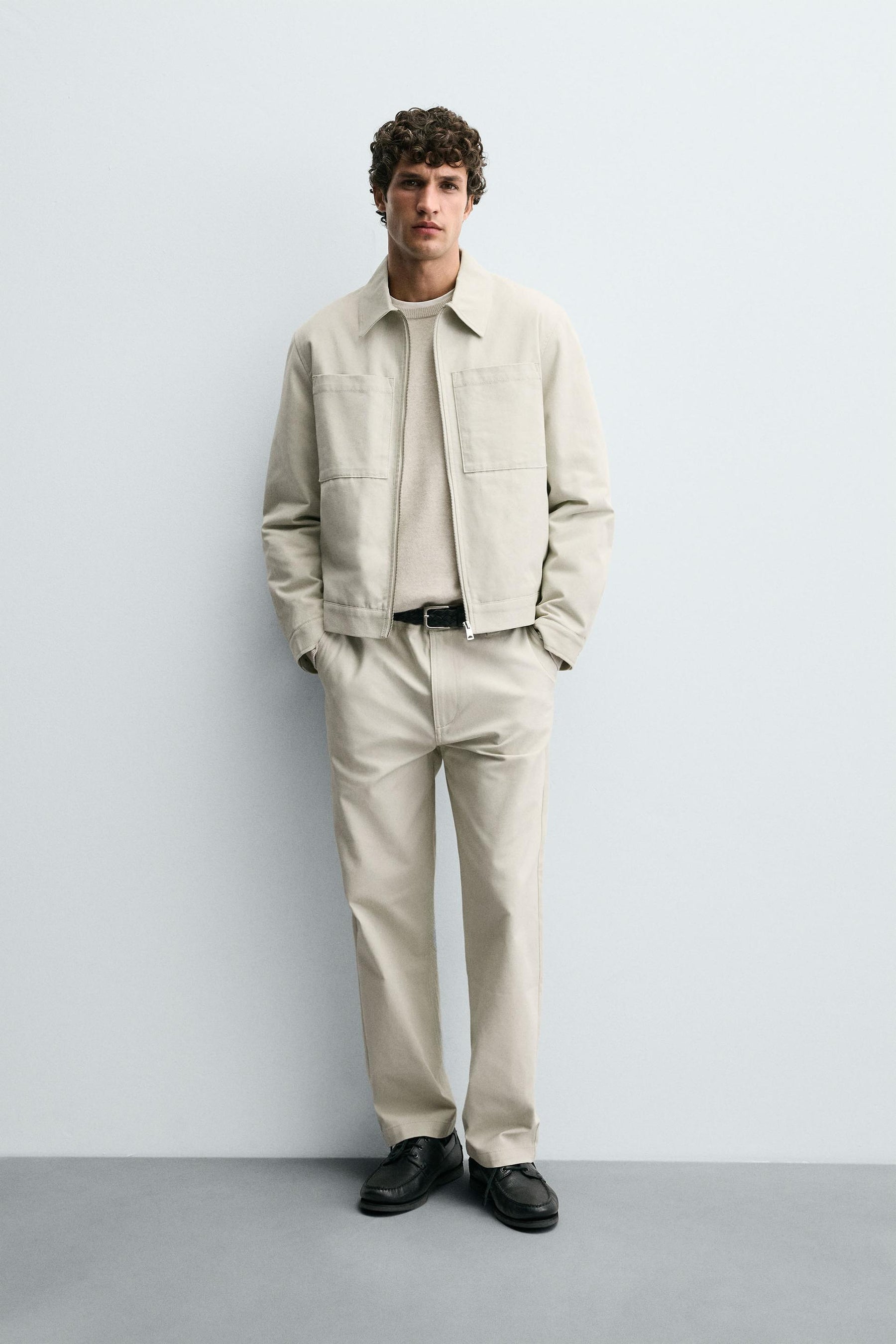 TEXTURED CANVAS TROUSERS - Image 1