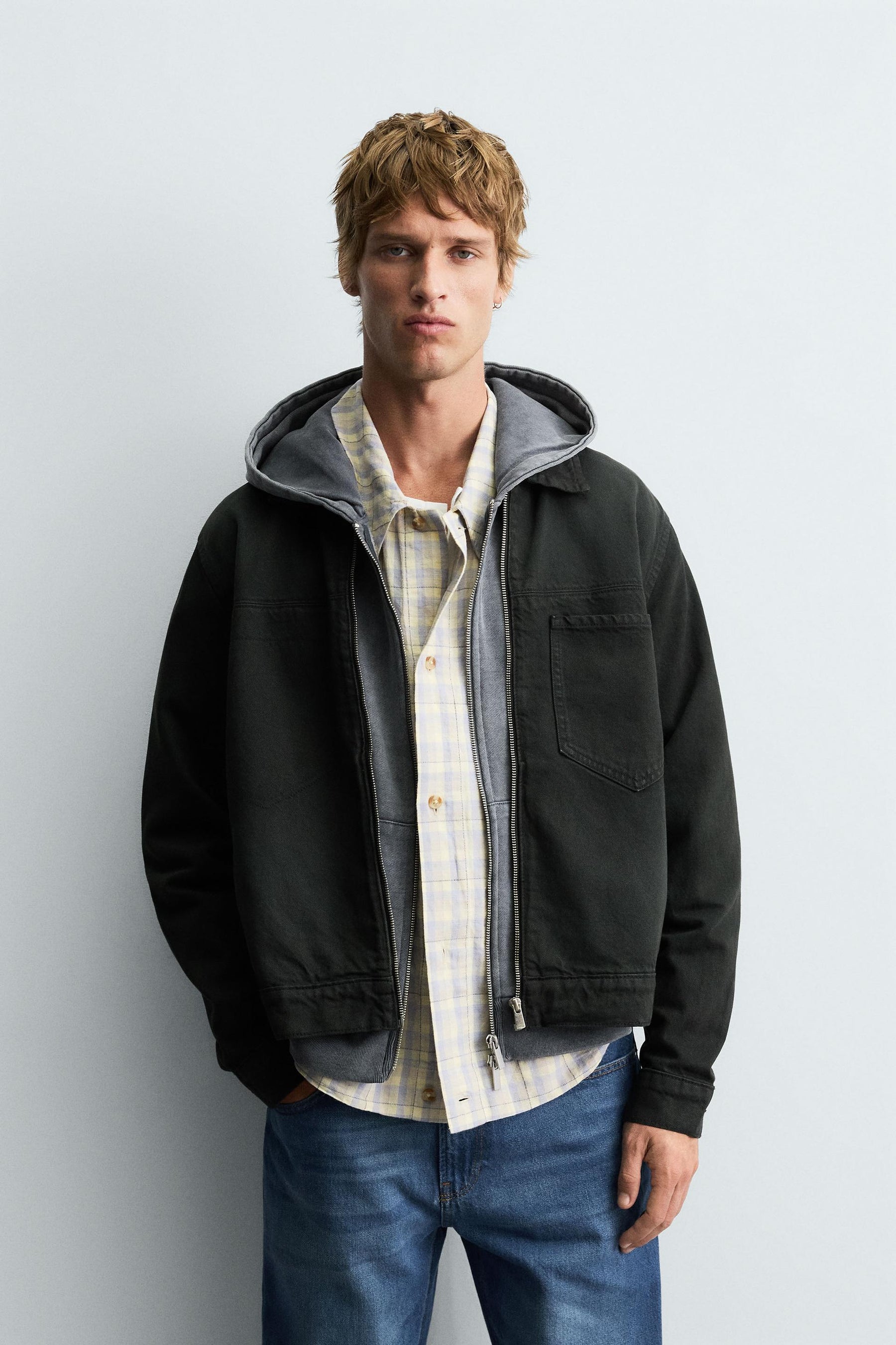 DENIM ZIP-UP OVERSHIRT - Image 2