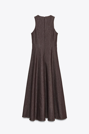 CONTRAST TOPSTITCHING MIDI DRESS - Image 5