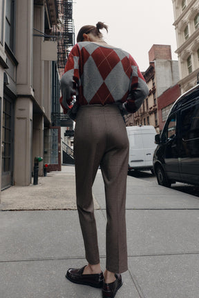 Karierte Hose mit hohem Bund