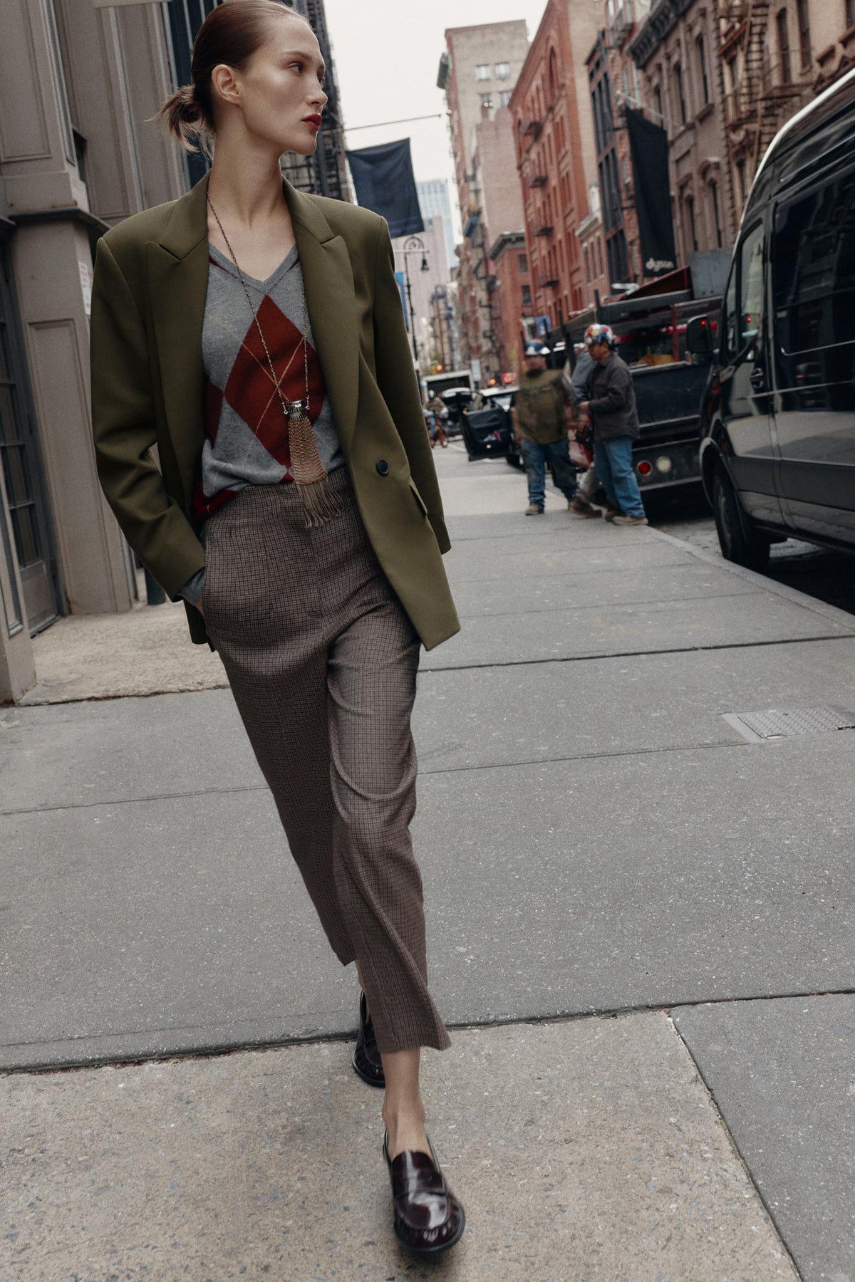 Karierte Hose mit hohem Bund