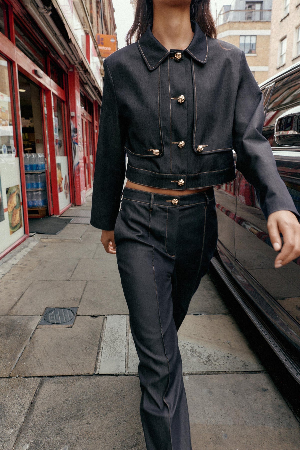 CONTRAST STITCH CROPPED JACKET - Image 2